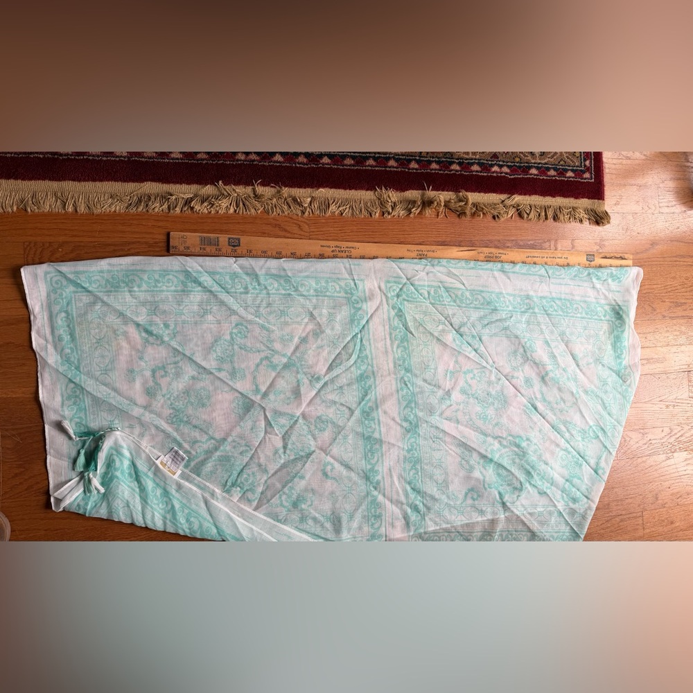 Mint Green Patterned square Scarf - Picture 10 of 12